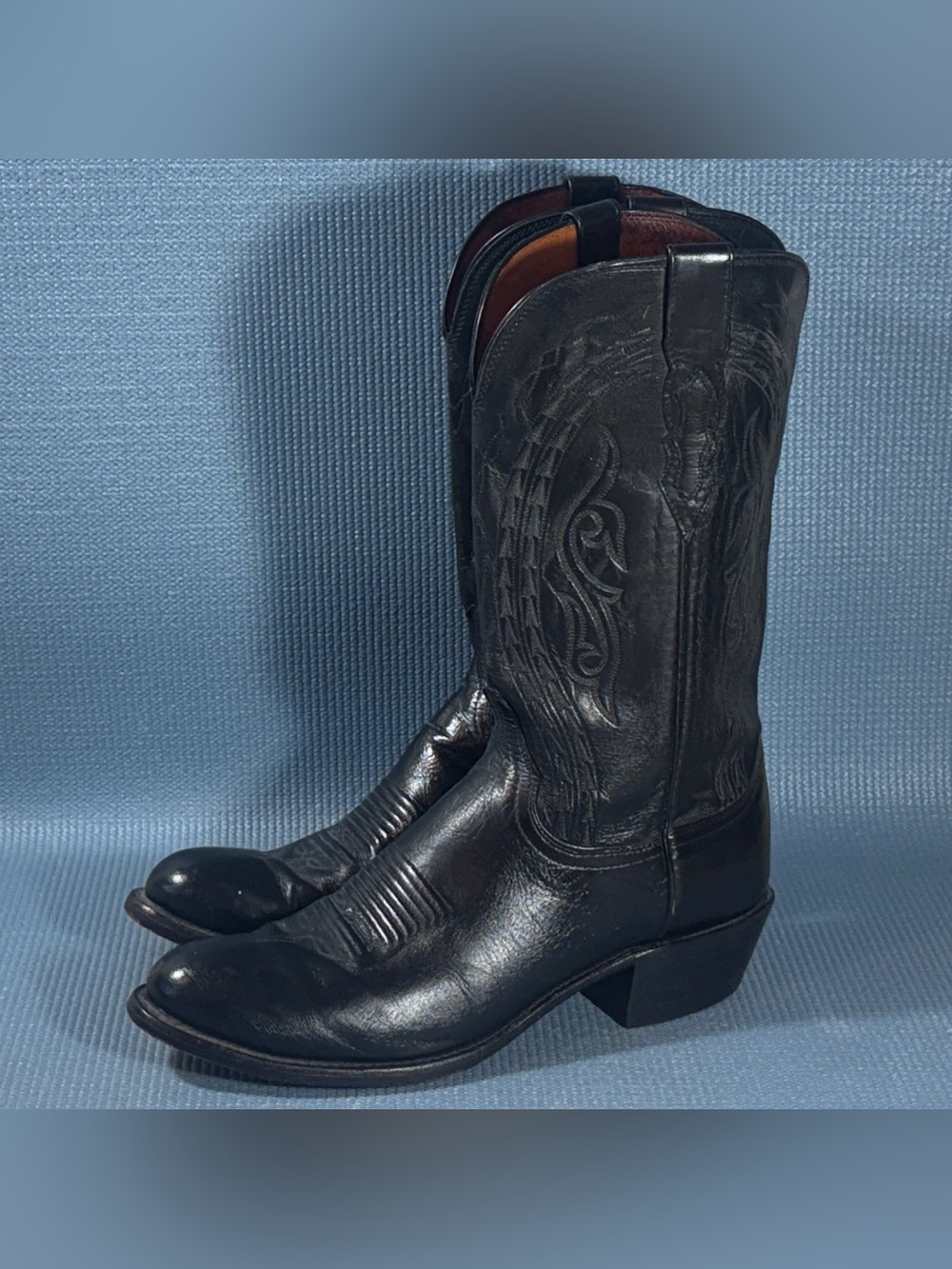 Lucchese 1883 N1617R4 Black Leather Cowboy Western Boots Men’s Size 10